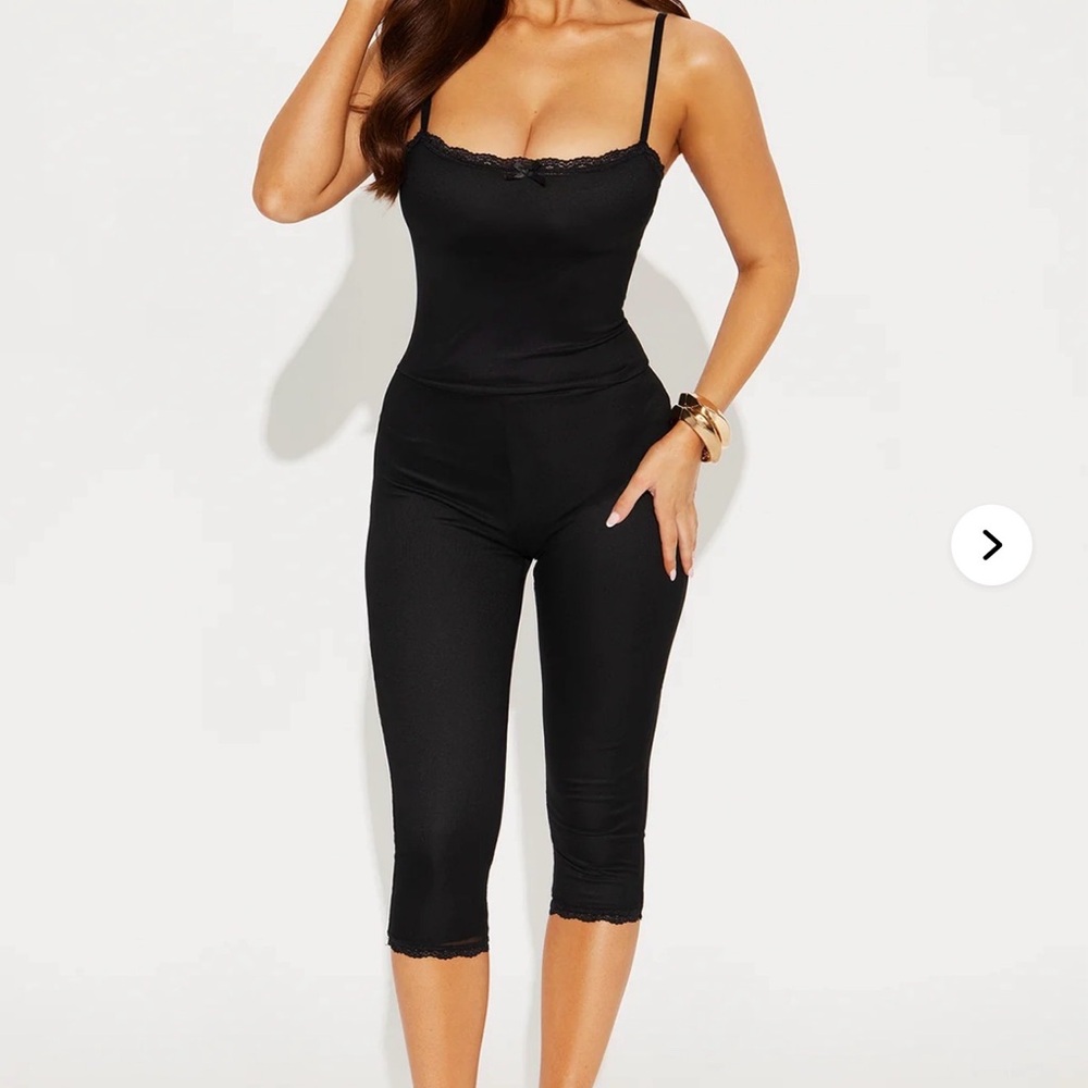 Fashion Nova Night On Fire Capri Solid Mesh Jumpsuit - Black Size: L NWT